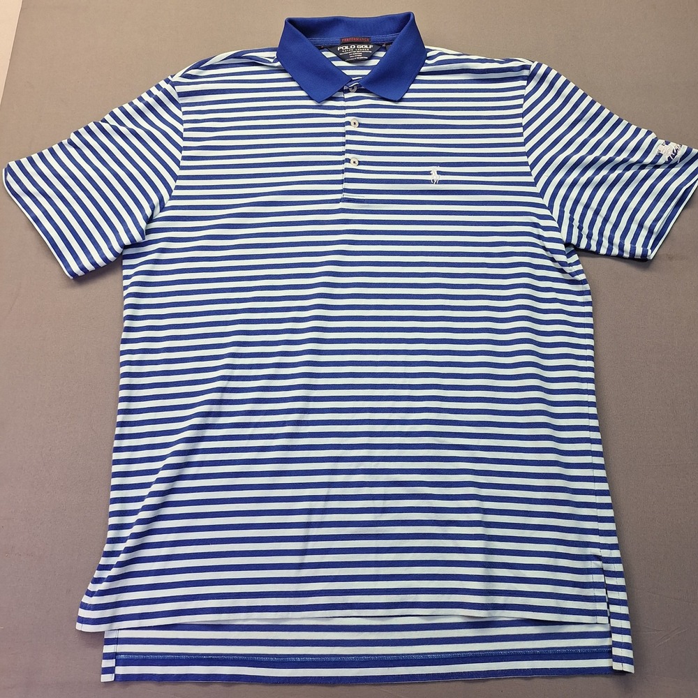 Polo Golf Ralph Lauren Performance Shirt Mens Large Blue Striped Southern Hills